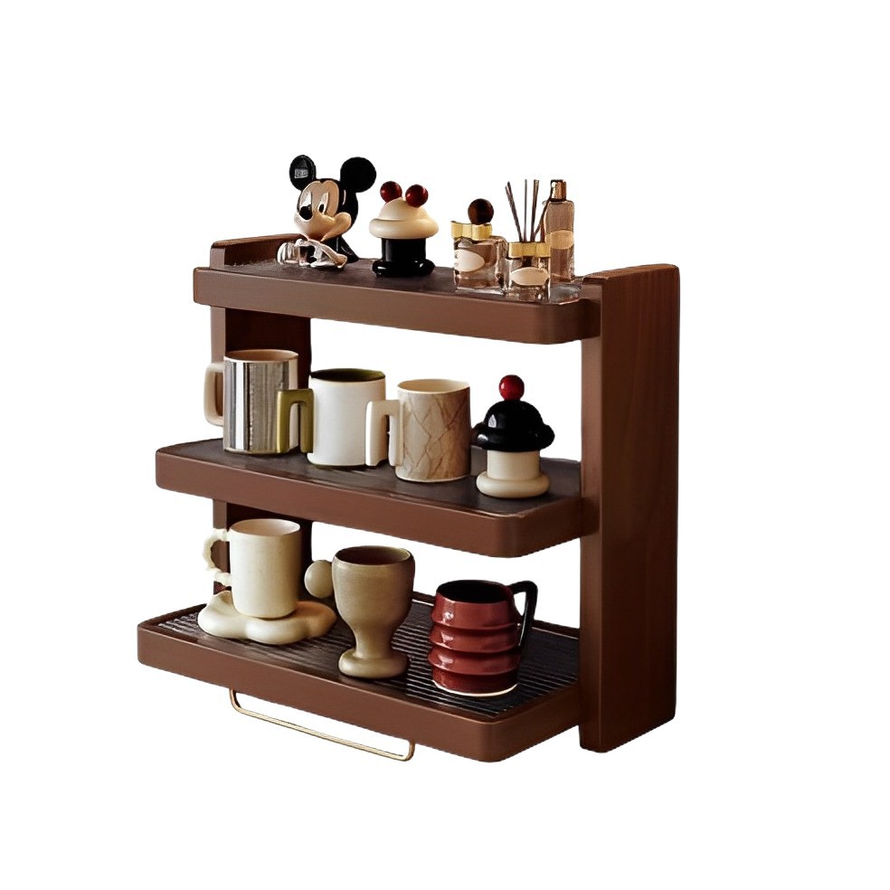 Estante Exhibidor de Tazas de Mesa de Madera Maciza para Cocina y Comedor