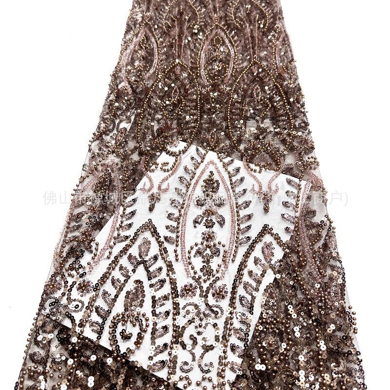 Tejido de boda de importación sequinilla tubo de perlas de bordado de computadora 130 ancho de stock rápido soporte de prueba