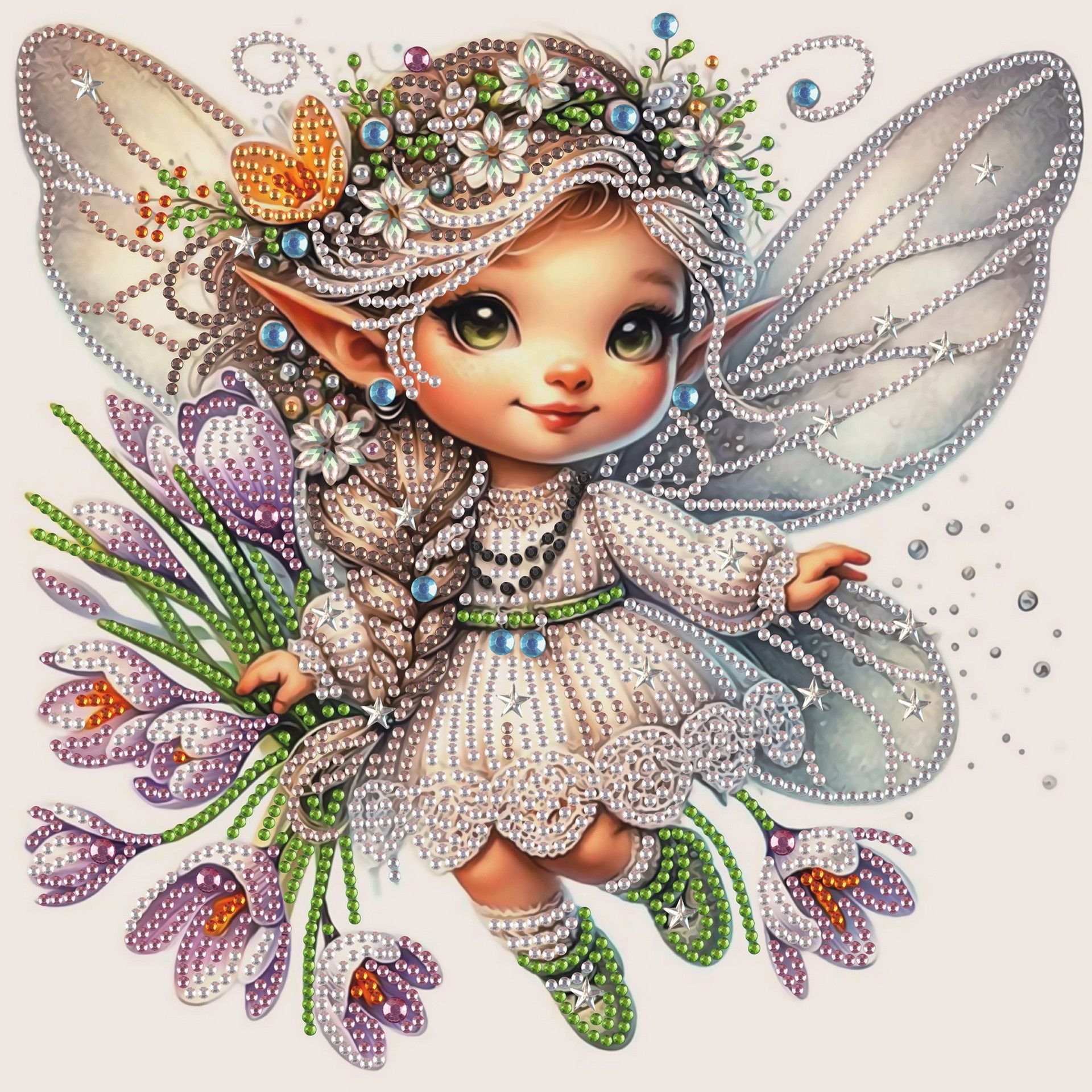 Pintura artesanal con diamantes