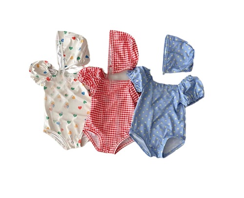 ins23 summer baby girl toddler swimsuit swimming cap sling bag farts baby girl swimming beach suit jumpsuit