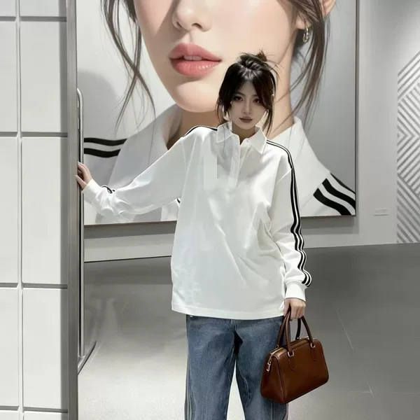 IZ-2459 Cross-border three-leaf embroidered three-stripe long-sleeve sweatshirt, unisex, casual sportswear for spring and autumn, trendy brand