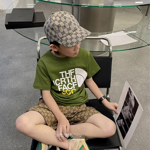 Men's children's pure cotton short-sleeved T-shirt summer round neck new stylish children's summer half sleeve loose top INS fashion