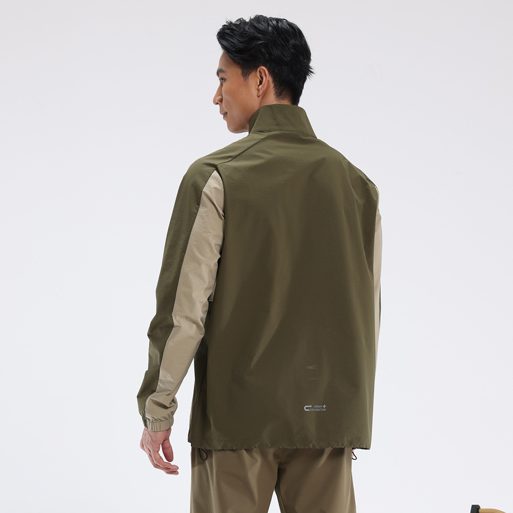 Chaqueta deportiva al aire libre costura de moda camiseta deportiva de manga larga para hombre ropa casual suelta ropa deportiva para correr top