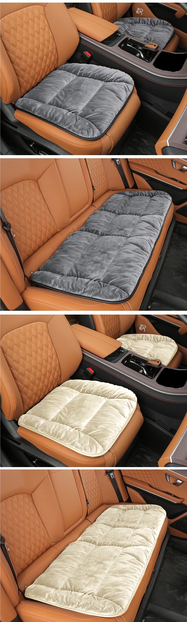 Car Seat Cushion Winter Fleece-Lined Car Seat Cushion Single Piece Short Plush Rear Thickeneded Warm Three-Piece Set Car Supplies