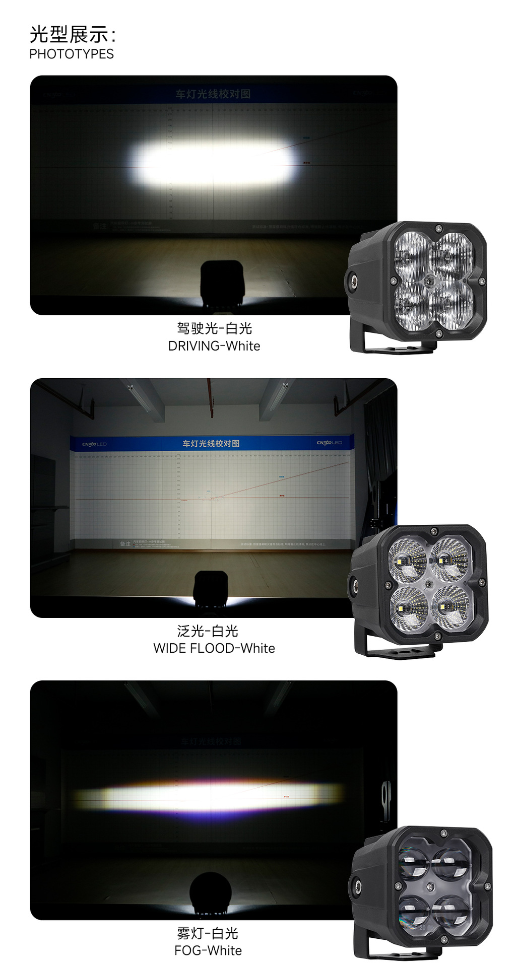 Cn360 3012 Model 3inch Four-Leaf Clover Led Vehicle Work Light Off-Road Vehicle with External High-Power Spotlight