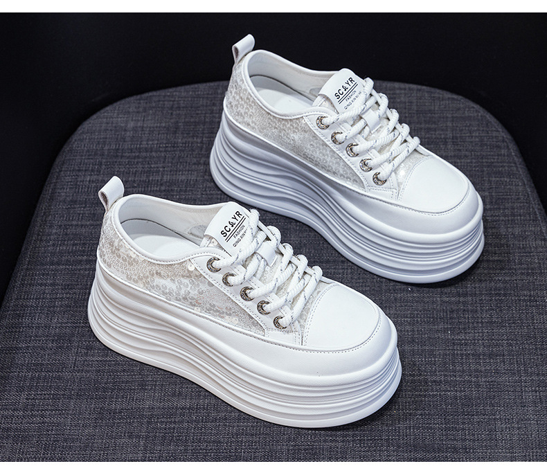 Giày sneaker nữ đế dày tăng chiều cao ẩn sequin hè 2026 — M2855 màu hồng, M2855 Màu đen, M2855 màu be chi tiết 27