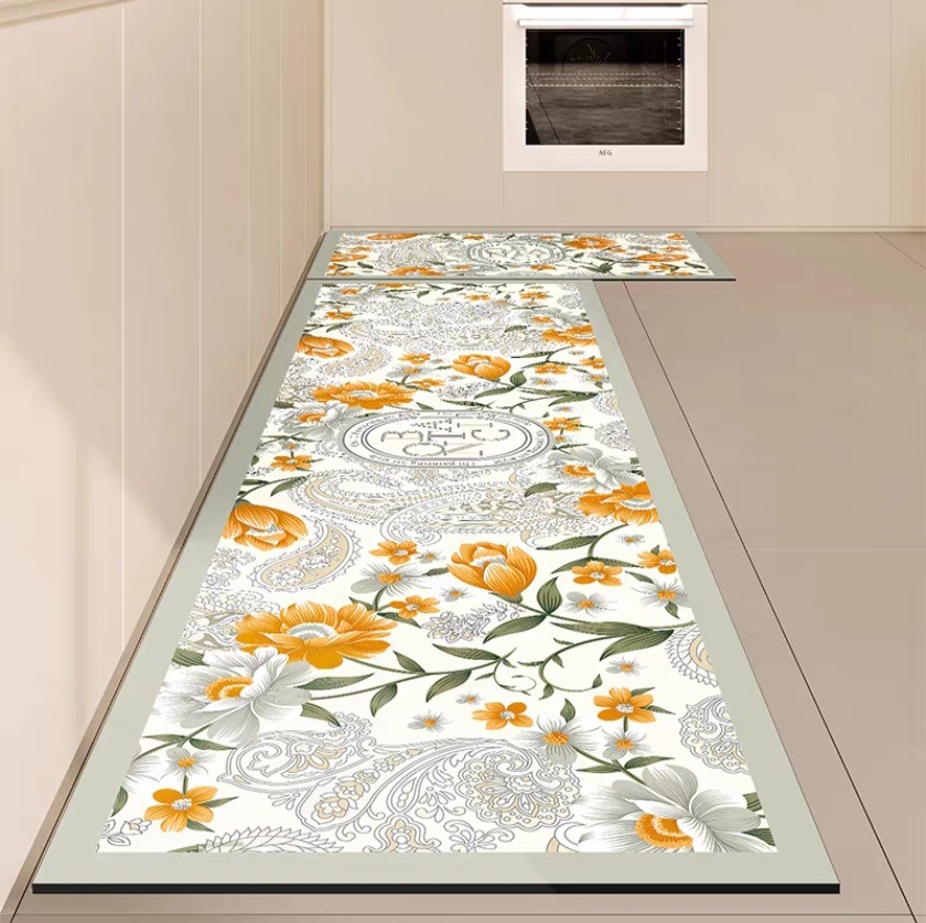 Cocina de estilo americano impermeable a prueba de aceite antideslizante resistente a las manchas alfombra de piso hogar lavable alfombra de cuero alfombra de la puerta