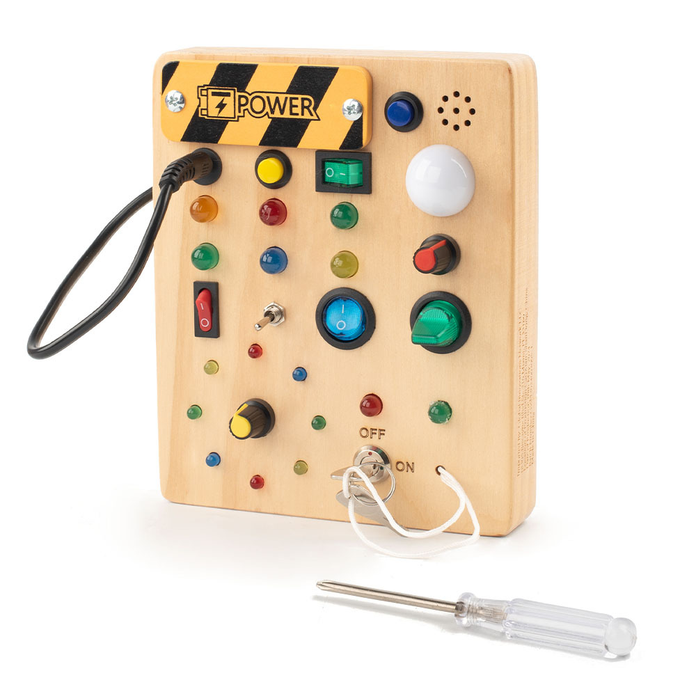 Transfronterizo popular de los niños de la educación temprana de madera LED luz socket interruptor ocupado tablero de juguete manos en juguete de madera