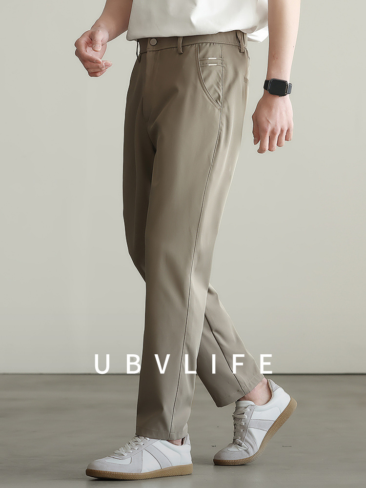 [Urban Leisure Series] Spring Design Sense khaki Tapered Cropped Pants Men's New Commuter Leisure