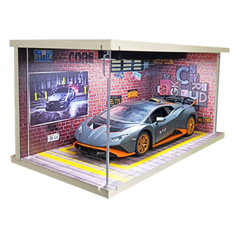 1:24 модель парковки, искусственная миниатюрная сцена, парковка, гараж, собранная из ПВХ модель с подсветкой, парковочное пространство, модель автомобиля, витрина