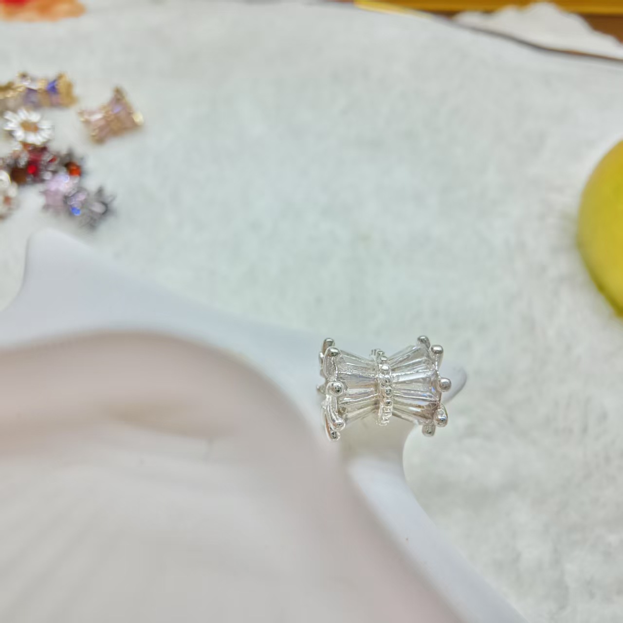 Diamond-Studded Small Waist Open-Hole Copper Gold-Plated Crystal Bracelet Necklace Jewelry Accessory DIY Spacer Beads 2025 New Model