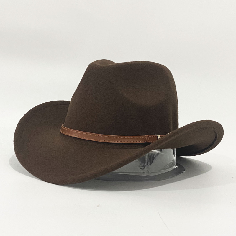 Fashionable and Simple Cross-Border Best-Selling Curved Brim Felt Hat for Men and Women, Outdoor Woolen Cowboy Hat, Western Cowboy Hat