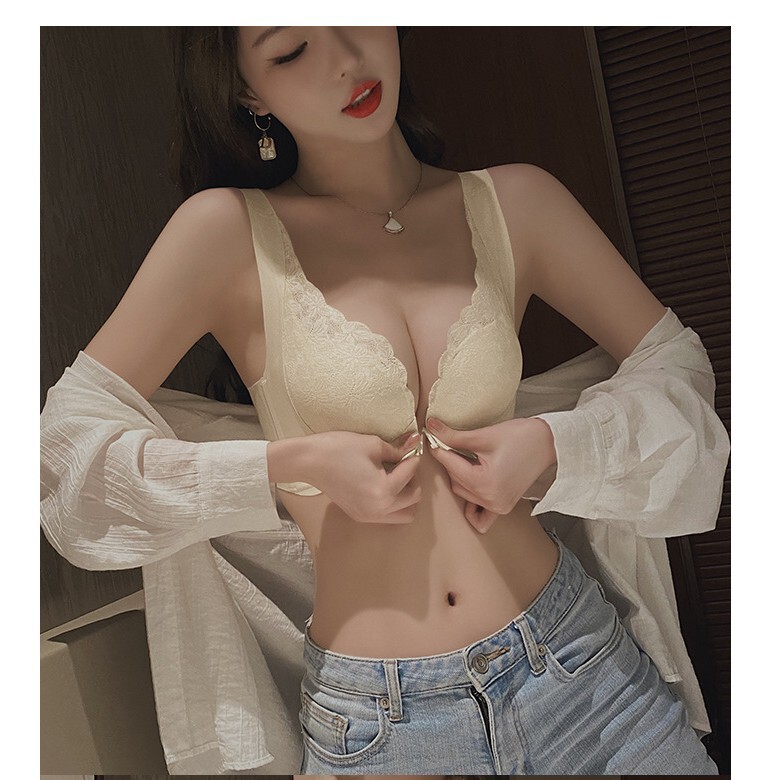 Front Buckle Underwear Women's Small Chest Push-up Large Adjustable Sexy Breast-closing Anti-sagging Vest-type Small-text Bra