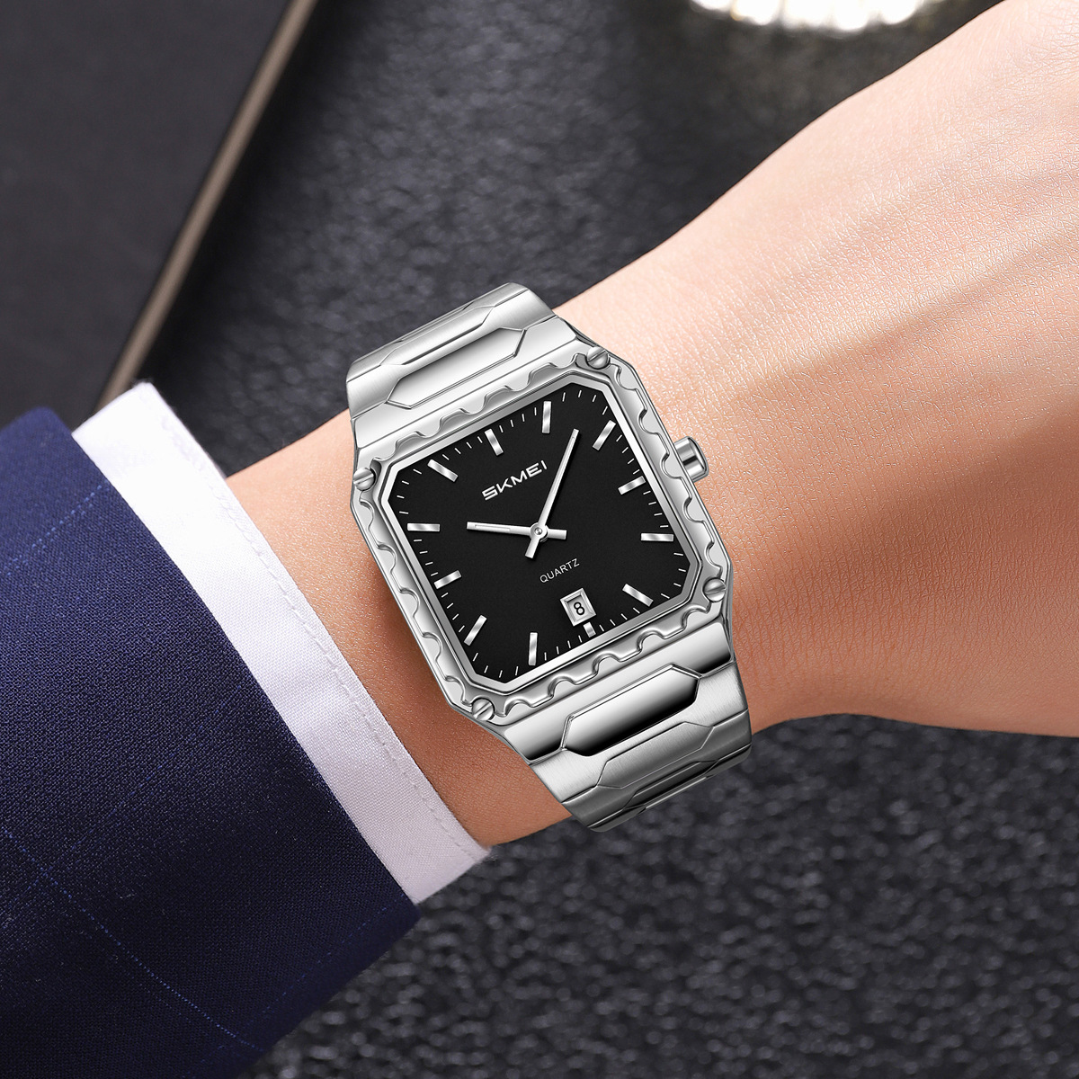 Momento de acero transfronterizo calendario de hombres relojes de cuarzo impermeable de negocios relojes punteros relojes de pulsera fábrica al por mayor