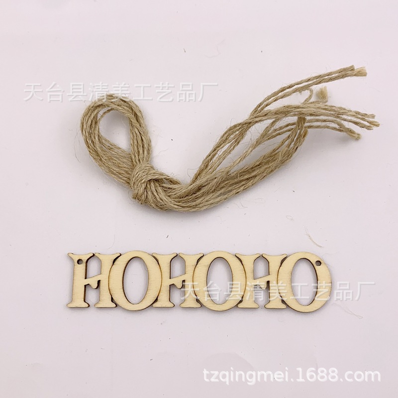 Spot decoración colgante madera HOHOHO letras inglesas accesorios de diseño de escena 10 paquete con cuerda de cáñamo
