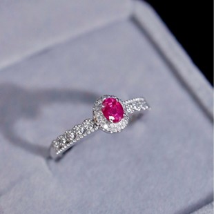 Fubei Diamond Jewelry Pt950 Natural Unfired Ruby ​​Ring, about 0.33 Carat Real Gold, 2.7 Grams of South African Diamonds