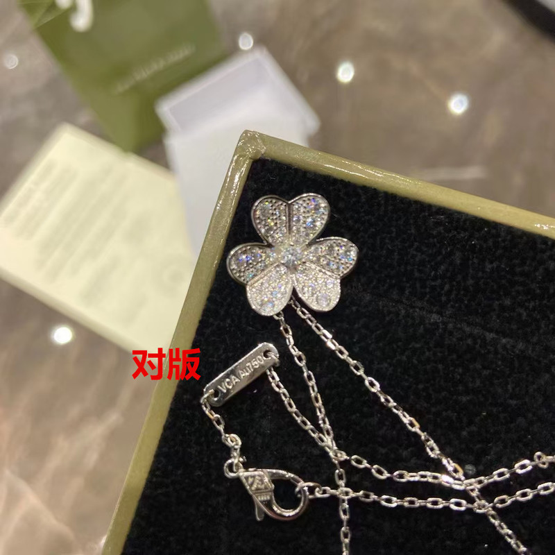 925 スターリングシルバー高バージョン Fanjia ラッキーダイヤモンドクローバーネックレス女性のクローバーペンダントメッキ 18K ゴールド工場直販|undefined