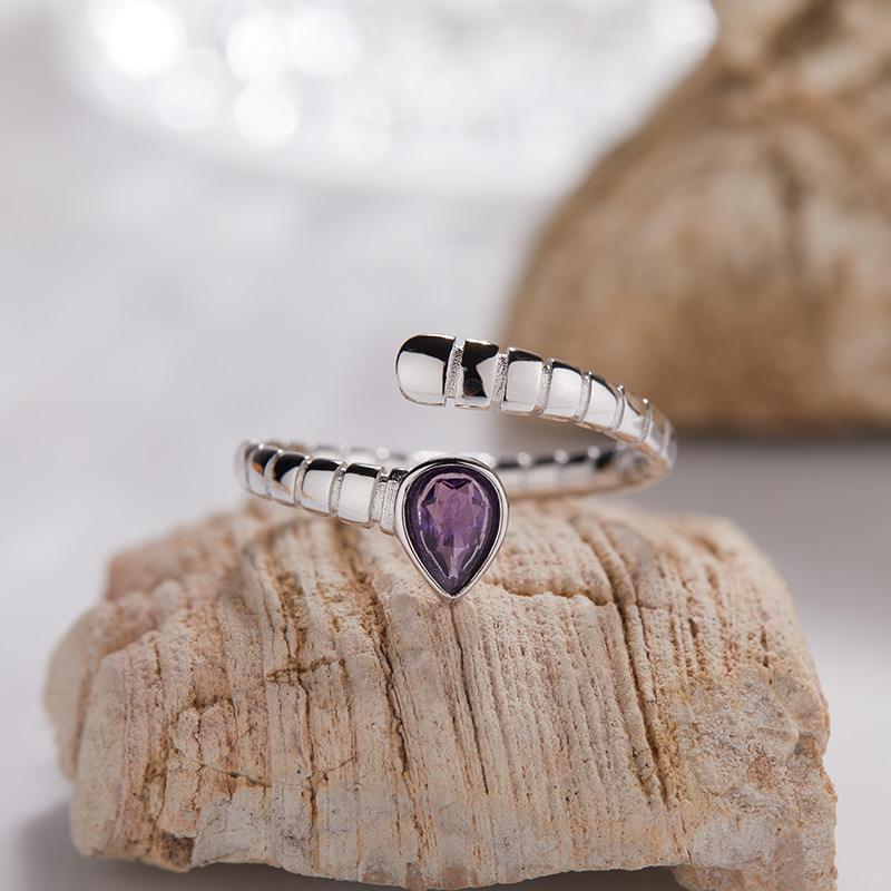 3g Weight Open Rings Classification Adjustable Ring Size 1 Piece Quantity Daily, Street Occasion 925 Sterling Silver, natural stone, Crystal Material Geometric Pattern All Seasons Season Women's Gender Simple Style, Classic Style Style 925 Sterling Silver Natural Stone Crystal Geometric Open Rings 18