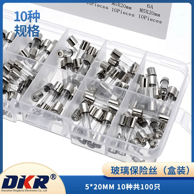 5*20MM Стеклянный предохранитель трубки предохранитель пакет пакет 10 видов в общей сложности 100 смешанных образцов коробки