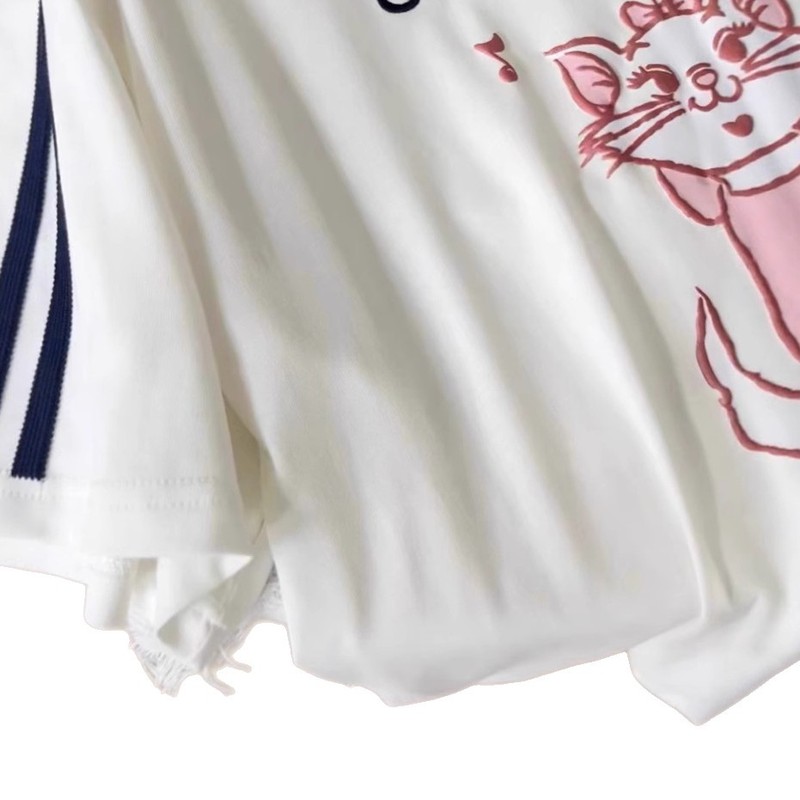 ハイバージョン~2025共同ブランドファッションラウンドネックルーズコントラストカラーキャットプリント半袖Tシャツケーキスカートショートスカート女性用|undefined