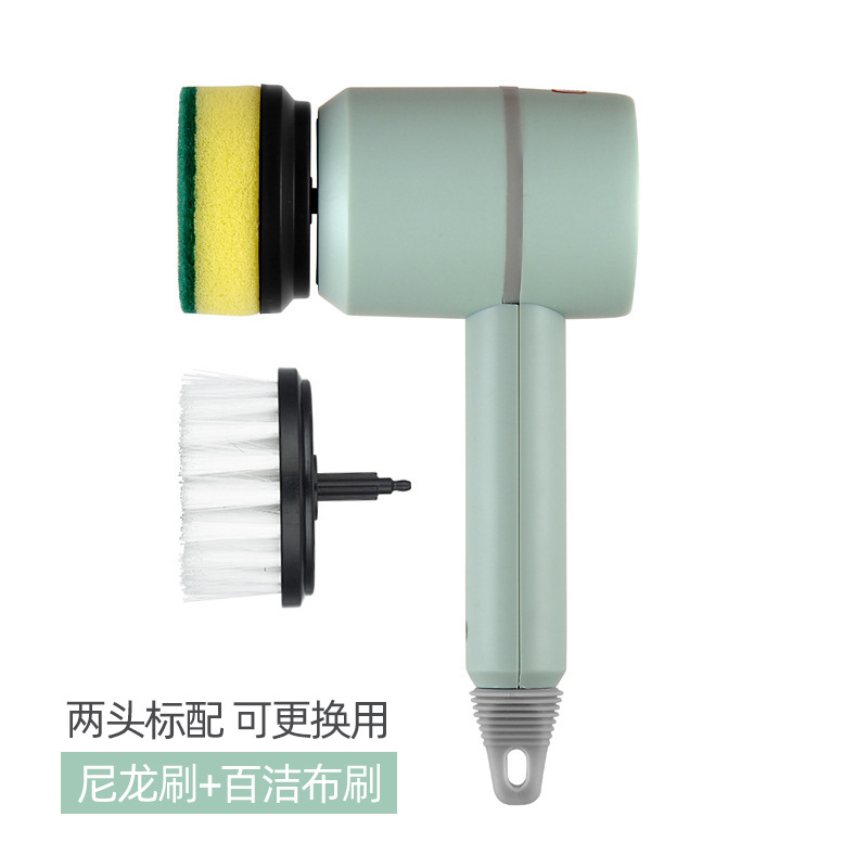 Cepillo de limpieza eléctrico transfronterizo para uso doméstico, cepillo de cocina multifuncional con cabezales de cepillo reemplazables, herramienta para lavar platos y ollas, máquina cepilladora manual.