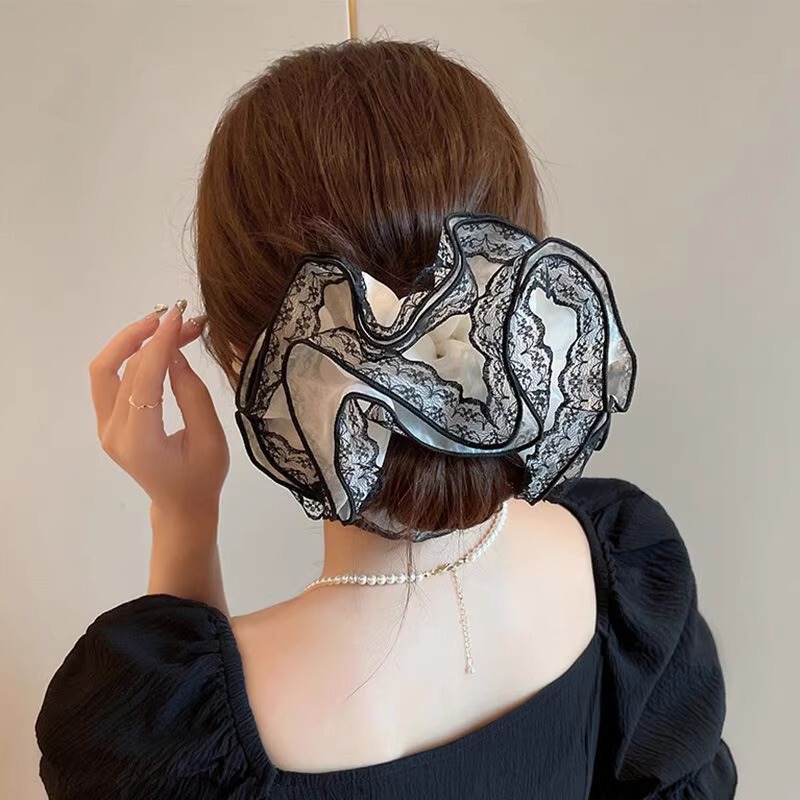 レースエッジスーパーフェアリーヘアバンド女性のファッション宮殿レトロスタイルポニーテールヘアロープボールヘアアクセサリーヘッドアクセサリー|undefined
