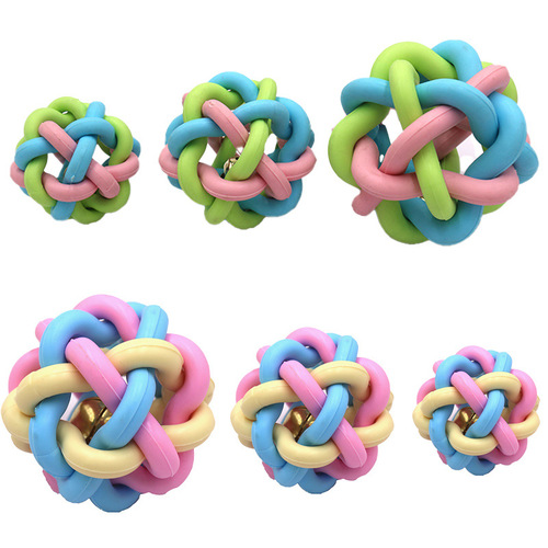 Pet Circle Macaron Knitted Ball Dog Toy Pet Cat Sounds Molar Teething Toy for Small and Medium-sized Dogs Sounds Bite-resistant Toy