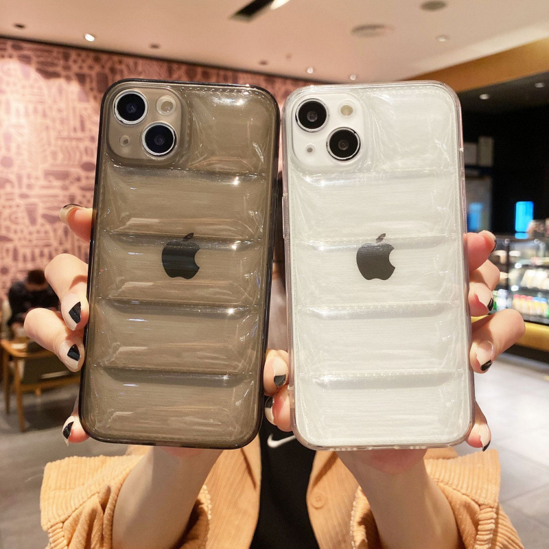 Solid Color Transparent iPhone Apple 15Promax Mobile Phone Case 12XS down Jacket 11Promax Protective Cover 13