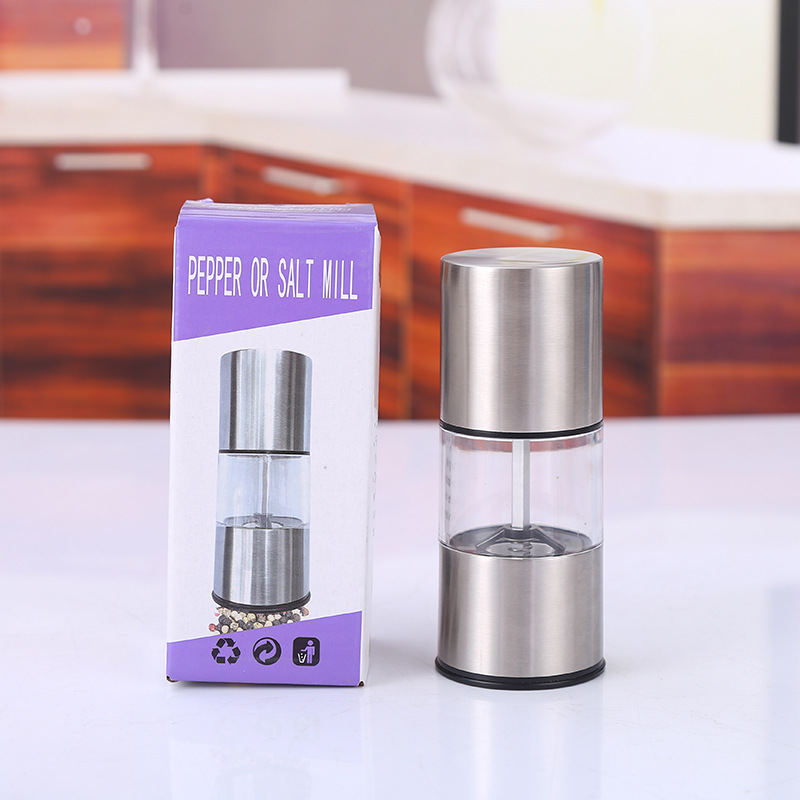 迷你小号手动不锈钢胡椒磨机 不锈钢盐磨 多用黑胡椒研磨器批发