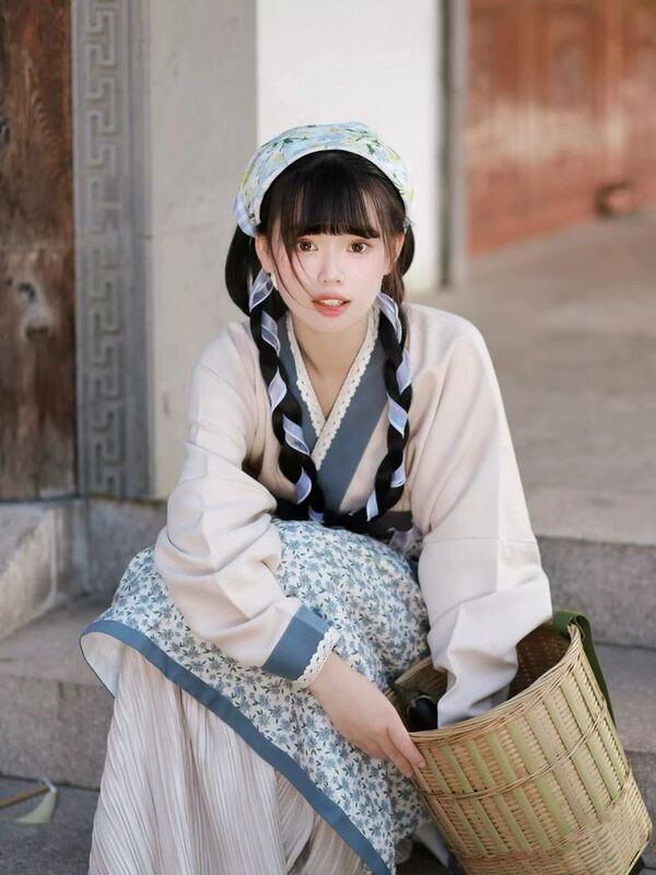 Hanfu for Women, Fairy-Like Pastoral Style Photo Shoot Outfit, Cute Countryside Girl, Village Maiden, Commoner, Farm Girl, Spinning Skirt