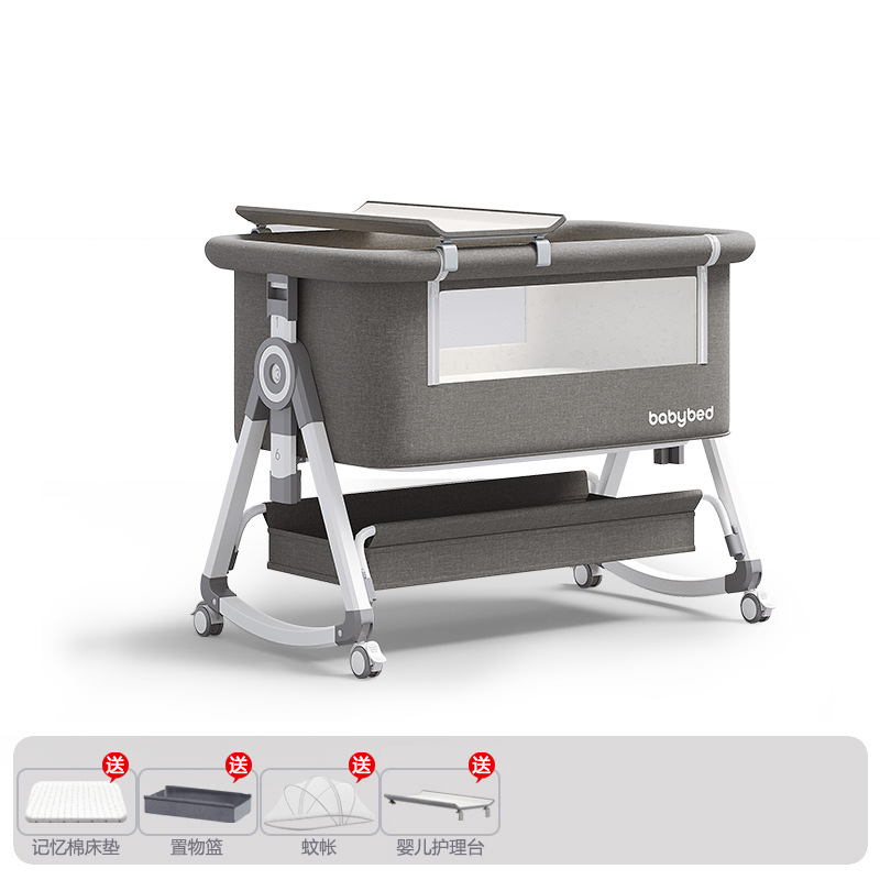 Cama de recién nacidos empalmados, cama de bebé, cama de cuna móvil, cama plegable multifuncional portátil 2 - en - 1