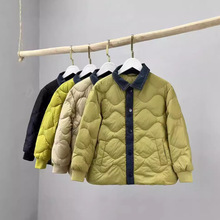 儿童轻薄羽绒服2024新款男童女童中大童装短款牛仔拼接白鸭绒外套