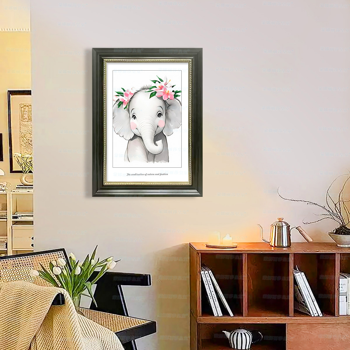 Mona Lisa Real Animal Combinado - Elephant Cute Cartoon Miniature Moderno Minimalista Transfronterizo