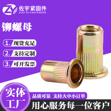 平头竖纹拉铆螺母镀彩锌拉铆螺母滚花铆螺母m3平头半六角拉铆螺母