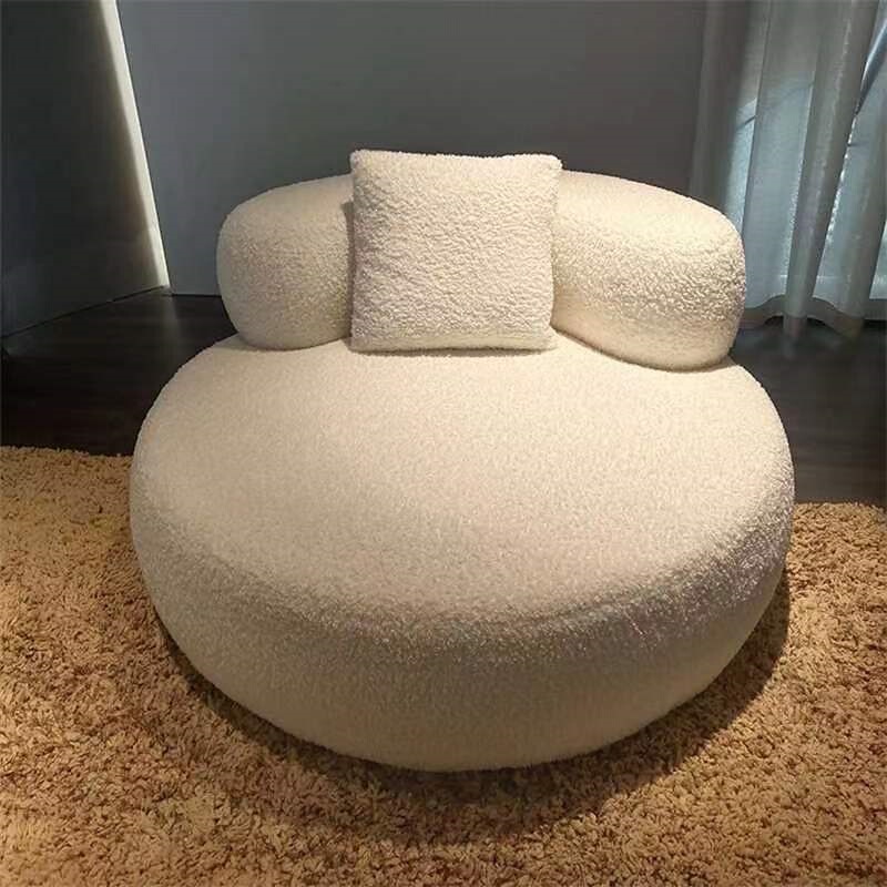 Plush Lounge Chair Nordic Lambswool Single Sofa Italian-Style White Plush High-End Leisure Lazy Sofa Reclining Sleeping Chair Plush Lounge Chair Nordic Lambswool Single Sofa Italian-Style White Plush High-End Leisure Lazy Sofa Reclining Sleeping Chair