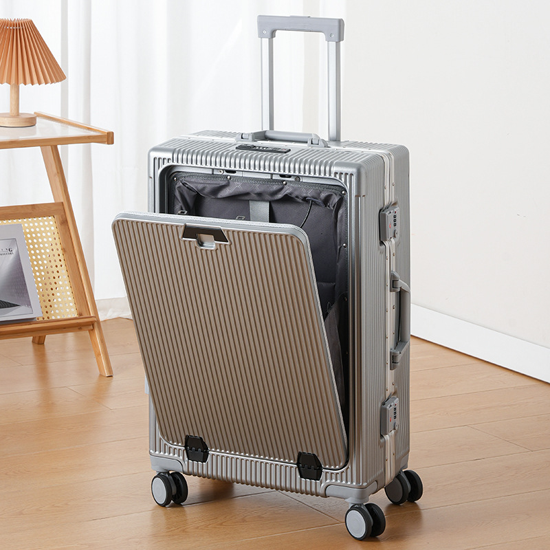 Maleta multifuncional para viajar a bordo de alta belleza 20 pulgadas contraseña frente abierto maleta de moda bolsa de computadora maleta