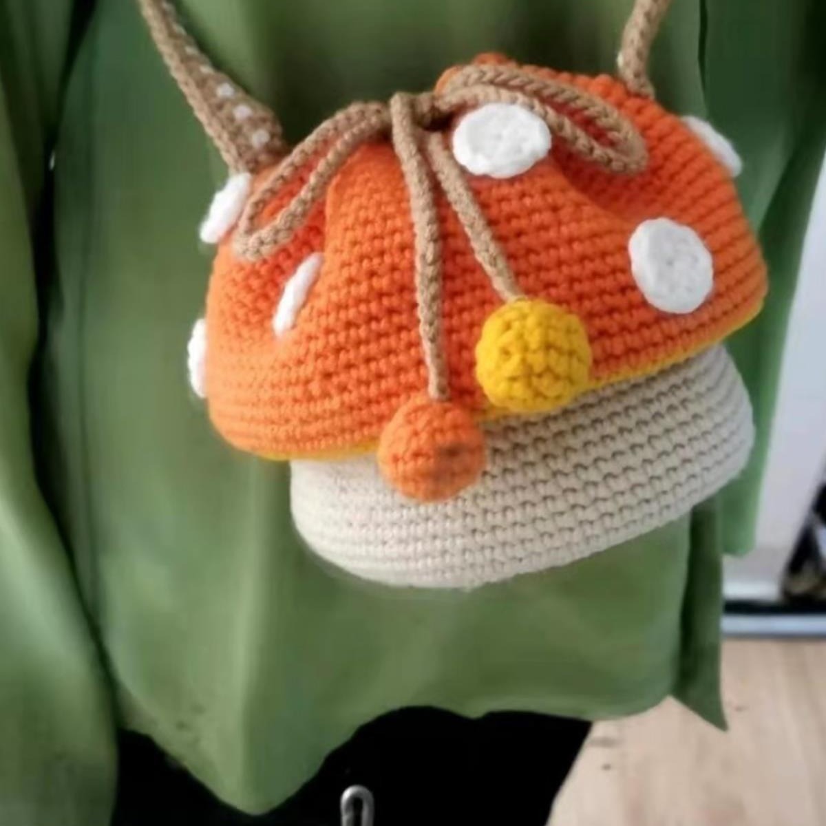 蘑菇蛋糕小包diy材料包毛线手工活编织自制斜挎单肩包解闷手作