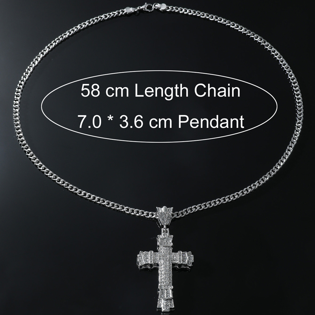Pendant Necklace Classification cuban link chain Chain Type Hip-hop Cross Alloy Plating Inlay Zircon Men's Pendant Necklace