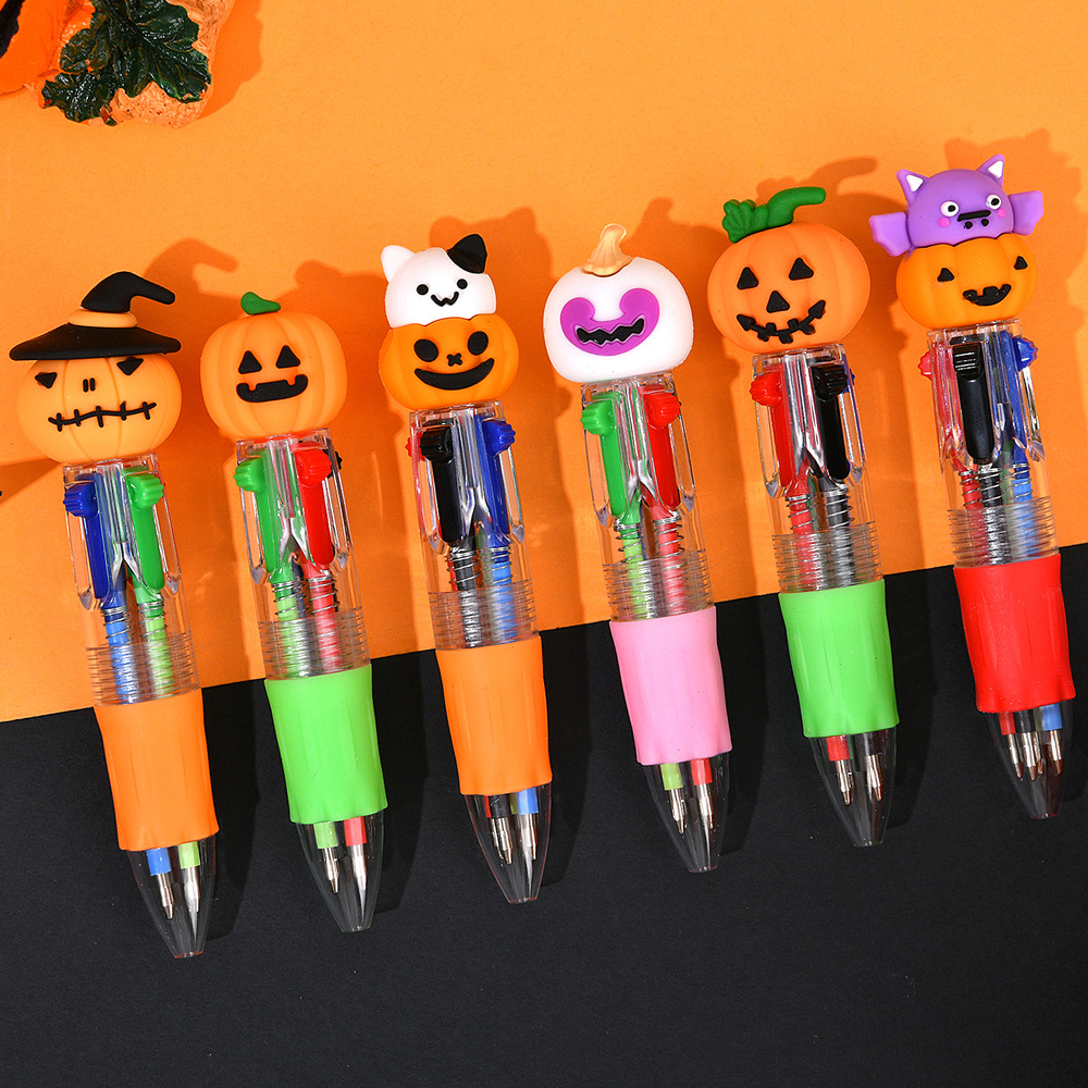 Ventas transfronterizas calientes de Halloween bolígrafo de cuatro colores mini serie de dibujos animados lindos bolígrafo de color para estudiantes papelería bolígrafo de regalo