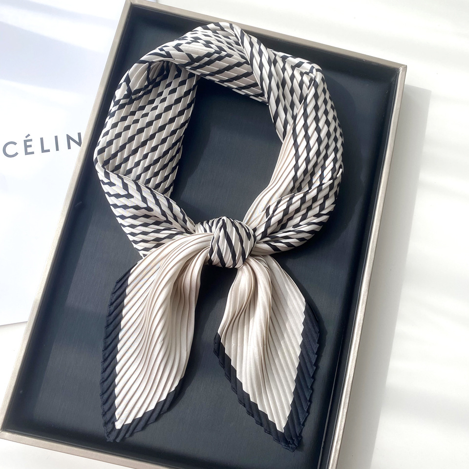 All Seasons Season Women'S Gender Women's Simple Style Stripe Satin Silk Scarves