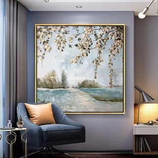 Hand-Painted Oil Painting of Dafen Village, Nordic Modern Minimalist Living Room Decorative Painting, Dining Room Hanging Painting, Entrance Hallway Dining Room Scenery
