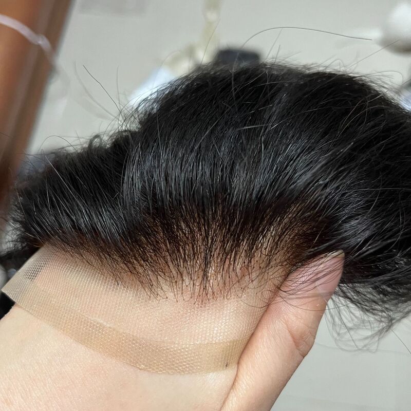 Realistic hairline Swiss net invisible back head men's reissue breathable comfortable soft lace real hair wig head