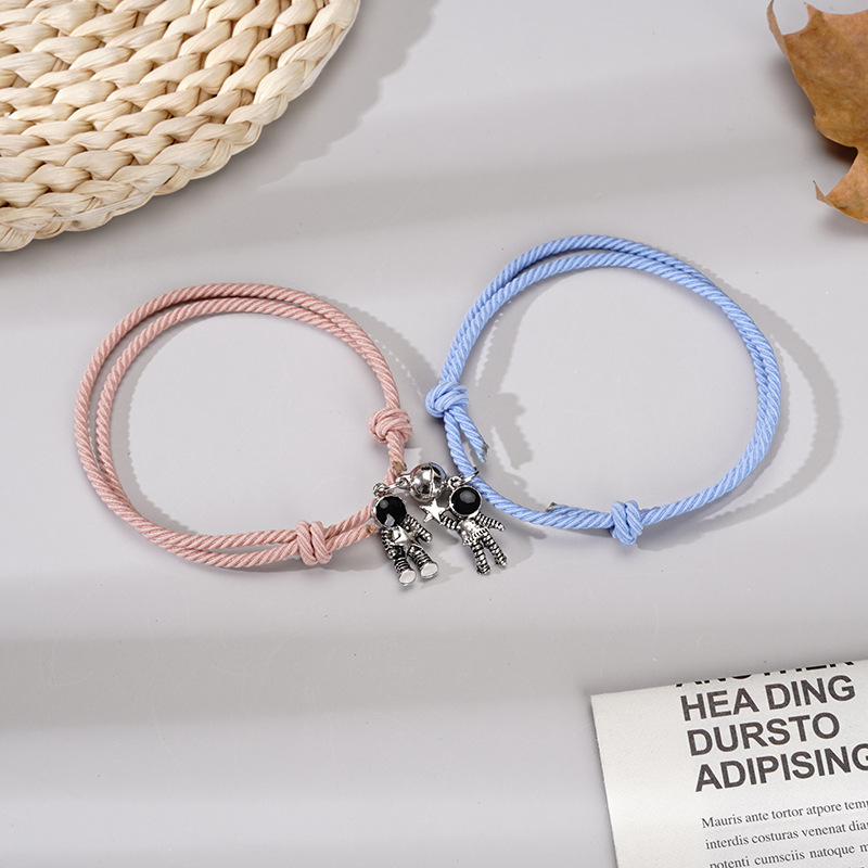 18g Weight Alloy Pendant Material Simple Style Astronaut Alloy Rope Woven Chain String Bracelets Wholesale
