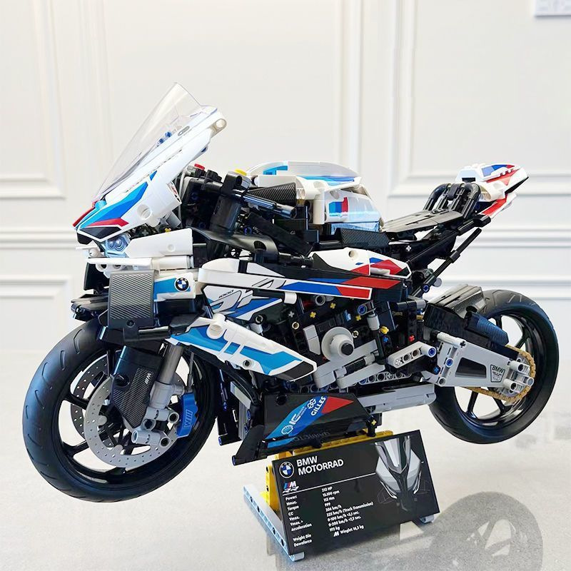 大型宝马m1000rr积木摩托车机车模型高难度拼装玩具生日厂家批发|undefined