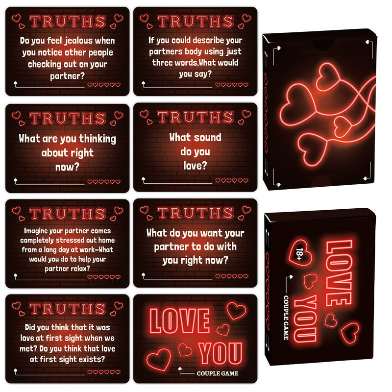 50 Love You Neon Couple Cards Amazon Cross-Border Best-Selling English Version Game Interactive Cards