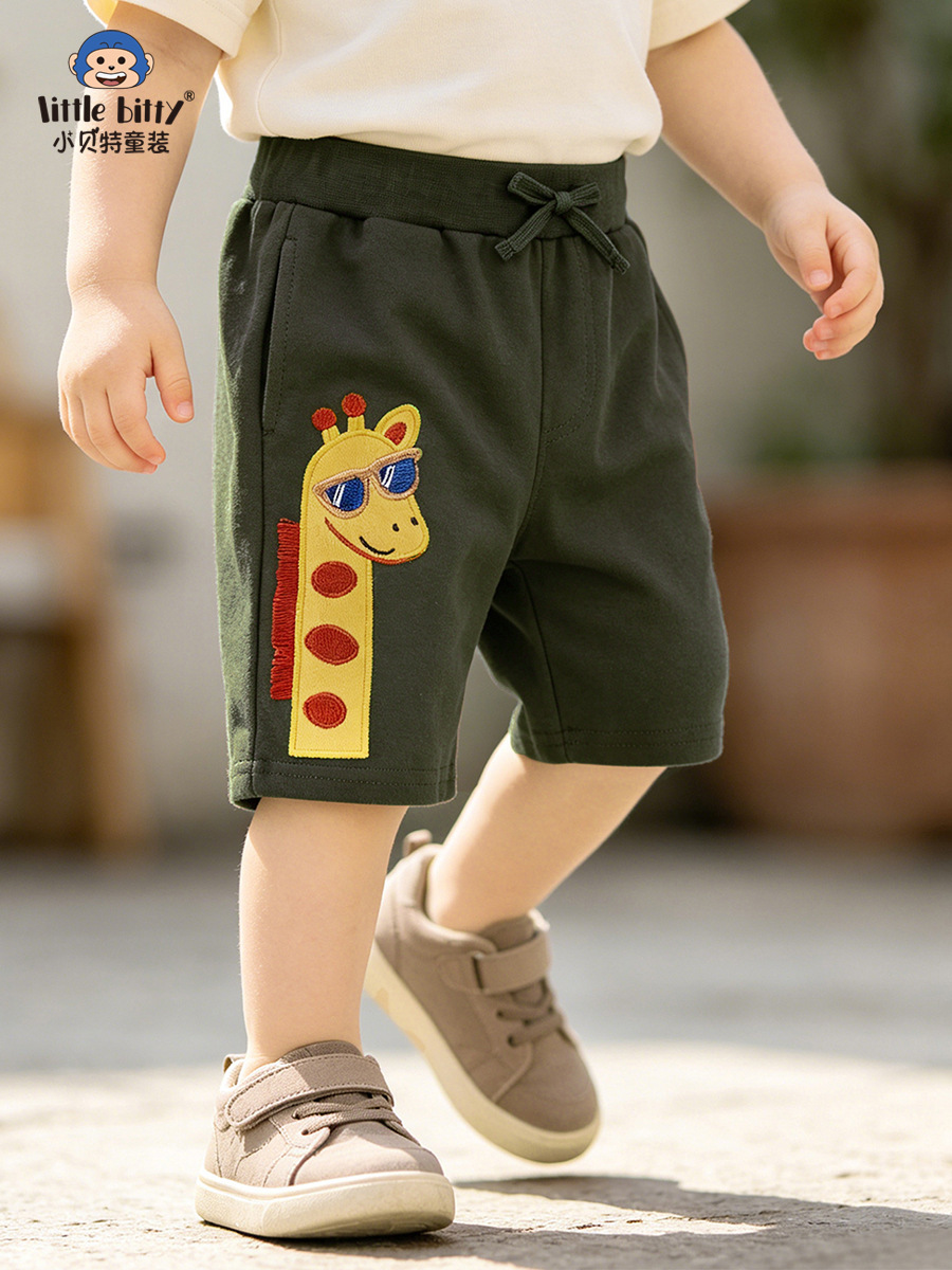 Cross-border children's clothing 2026 spring-summer boys' shorts with cartoon animal embroidery, baby pants, casual fashion, in stock