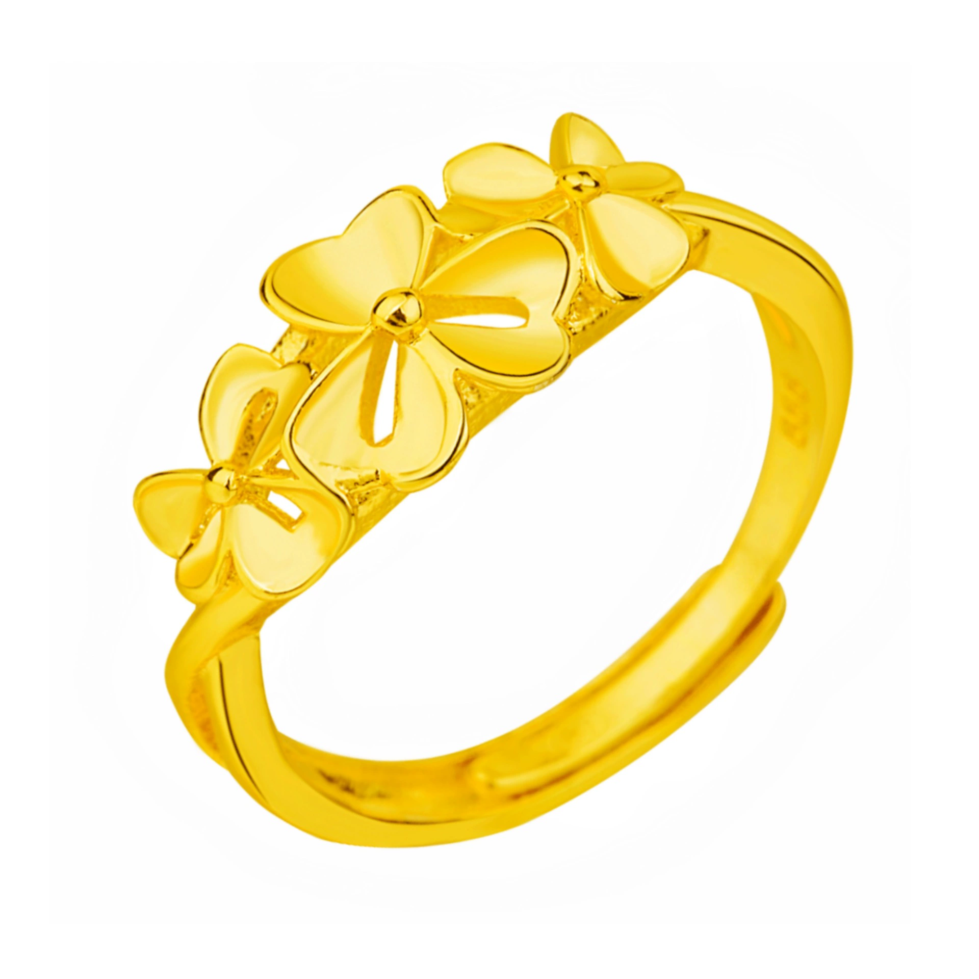 Fashionable elegant brass ring, Korean style, flowered