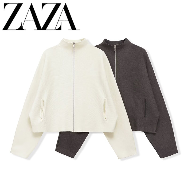 Zaza Self-Made European and American Style Wholesale Women's Clothing Fashionable Versatile Elegant Stand Collar Zipper Short Jacket 0014116