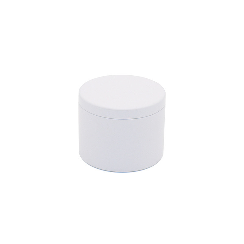 Caja redonda de hojalata negra sellada de doble cara con tapa de imitación de madera de alta gama para dulces, velas y aromaterapia, 4oz 8oz, al por mayor