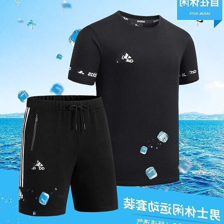High-end sports suit for men and women, summer round-neck quick-dry T-shirt and straight-leg shorts, fashionable two-piece set High-end sports suit for men and women, summer round-neck quick-dry T-shirt and straight-leg shorts, fashionable two-piece set